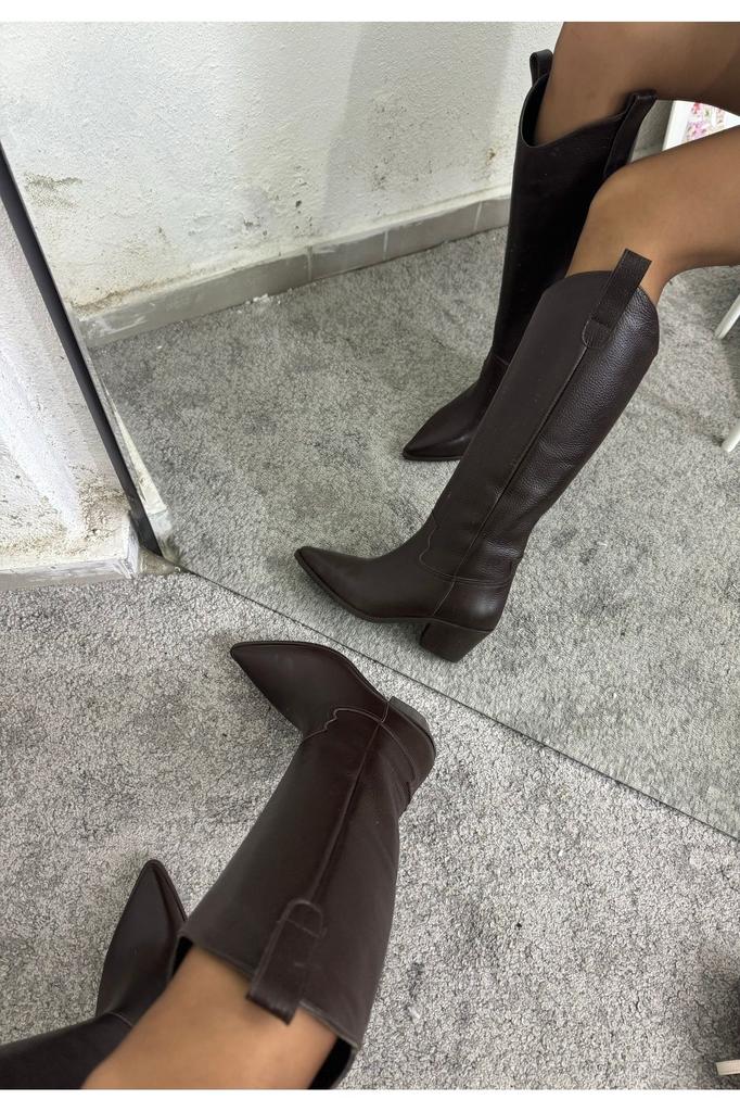 Women Modern Stylish Fashion Boots Genuine Leather Suede Mink Suede Genuine Suede Leather Cowboy Boots