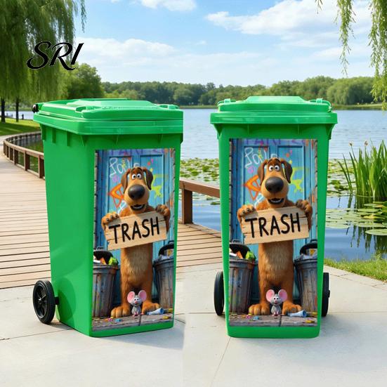 Trash Can Decals Stickers Self-Adhesive Waterproof Outdoor Garbage Bin Decoration Simulation Animal Plant Themes Weather-Resistant Labels Tags