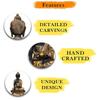 Buddha Statue Showpiece Idol Home Decor Items for Living Room and Gifts (Golden 3 Black)