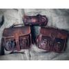 Leather Motorcycle Saddle Bags Three Brown Leather Side Pouch Panniers Real Goat