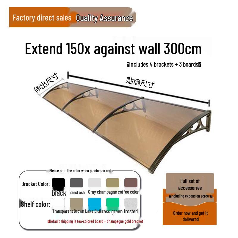 Aluminum Alloy Window Awning: Outdoor Polycarbonate Sunshade & Rain Shelter for Doorway or Balcony
