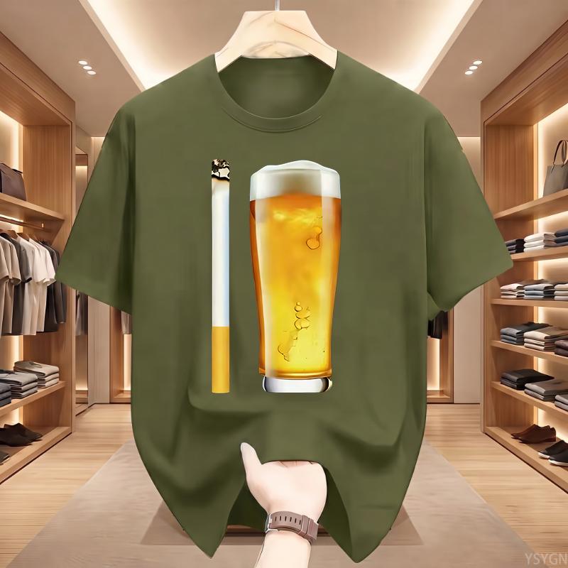 Funny Meme Tshirt Cigarette and Beer Humor Joke Print T Shirt Unisex Fashion Casual Short Sleeve Streetwear WoUnisex Clothes Tops