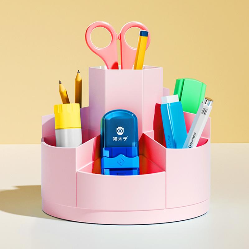 

1pc 360° Rotating Pen Holder Office Student Desktop Pencil Case Storage Box School Supplies Organizer Cute Stationery