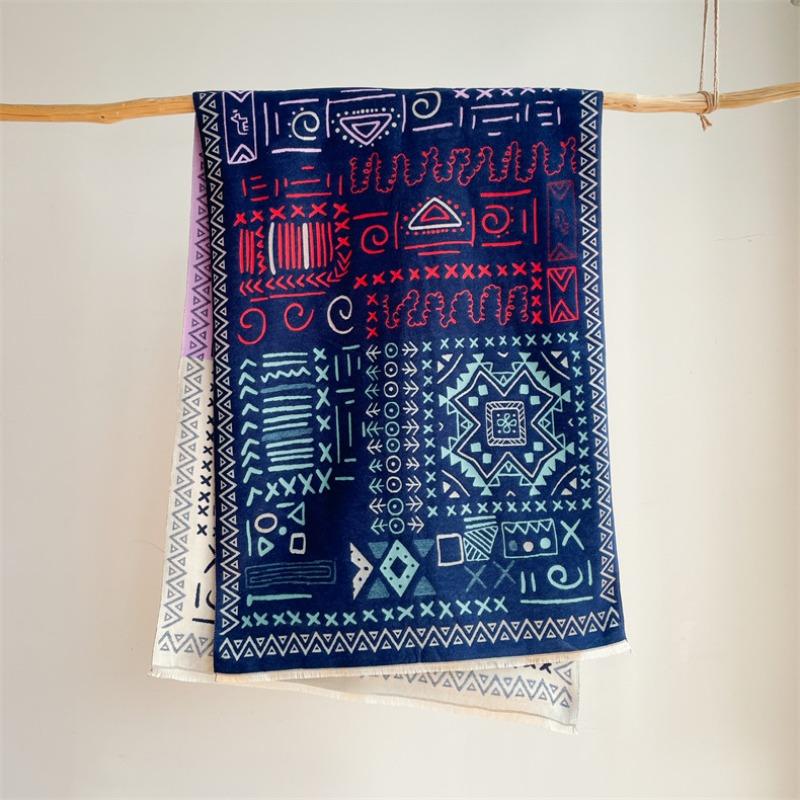 Travel windproof shawl imitation cashmere scarf women's double-sided dual-purpose autumn and winter new versatile thickened warm scarf tide