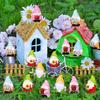 40 Pcs Spring Mini Gnomes Figurine Miniature Spring Gnome Resin Statues Flowers Sunflower Mini Resin Gnomes Table Decor for Summer Tiny Elf Indoor