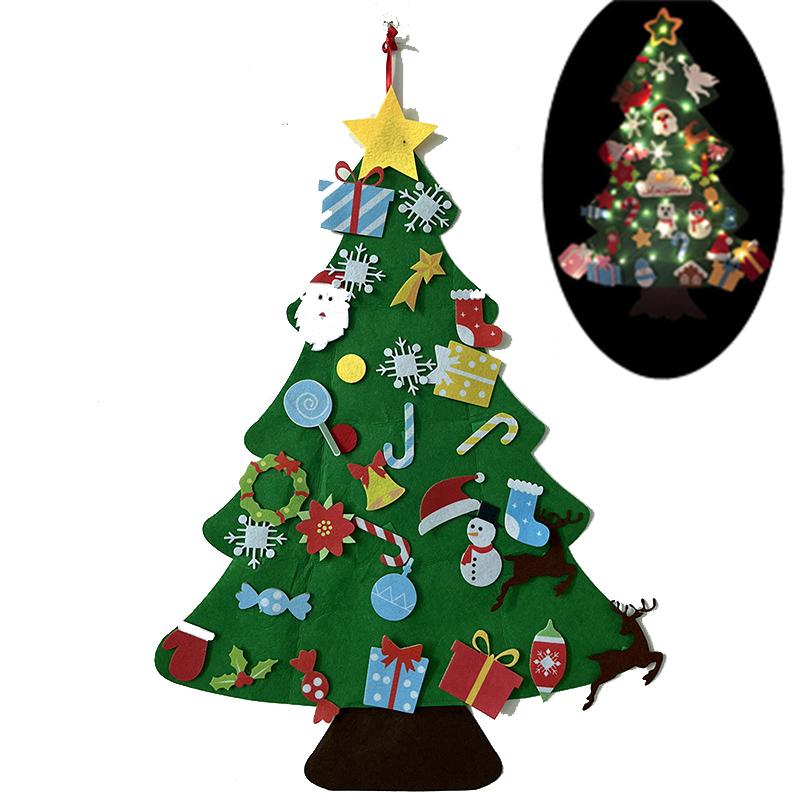 Baby Montessori Toy 32pcs DIY Felt Christmas Tree Toddlers Busy Board Xmas Tree Gift for Boy Girl Door Wall Ornament Decorations