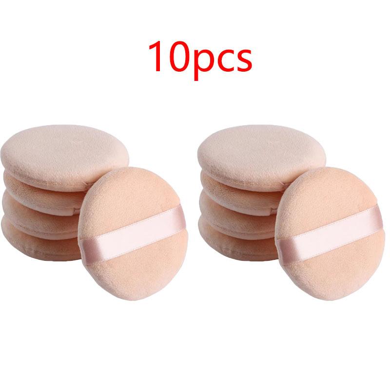 

10pcs Round Facial Powder Foundation Puff, Portable Soft Cosmetic Puff For Makeup Application, Beauty Tool Essential Make Up