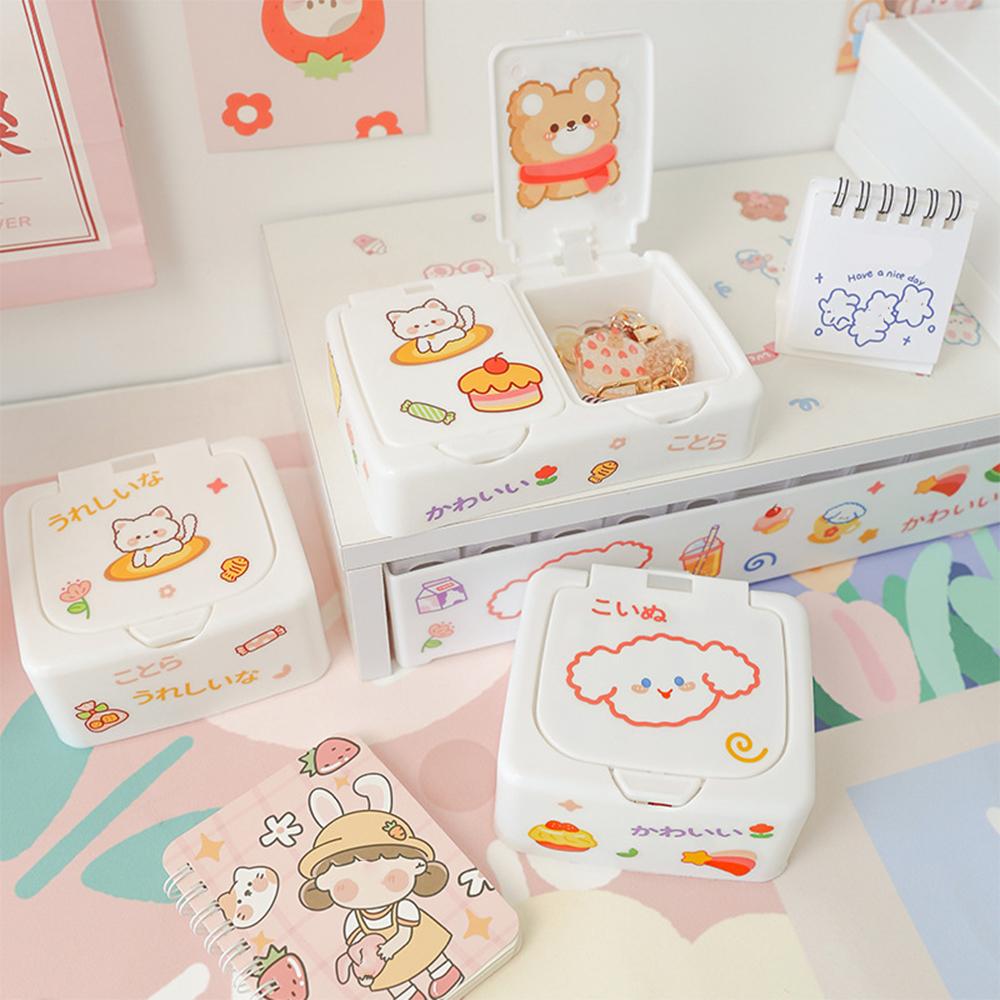 Ins Tlačidlo Stolný Roztomilý Úložný Box s Vekom Drobnosti Mini Úložný Box na Šperky Organizér Kawaii Box Nádoba Úložný Malý