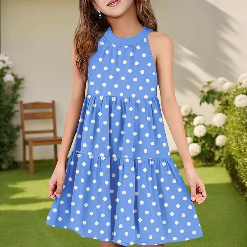 Children's Summer Casual Fashion Round Neck Sleeveless  Dress