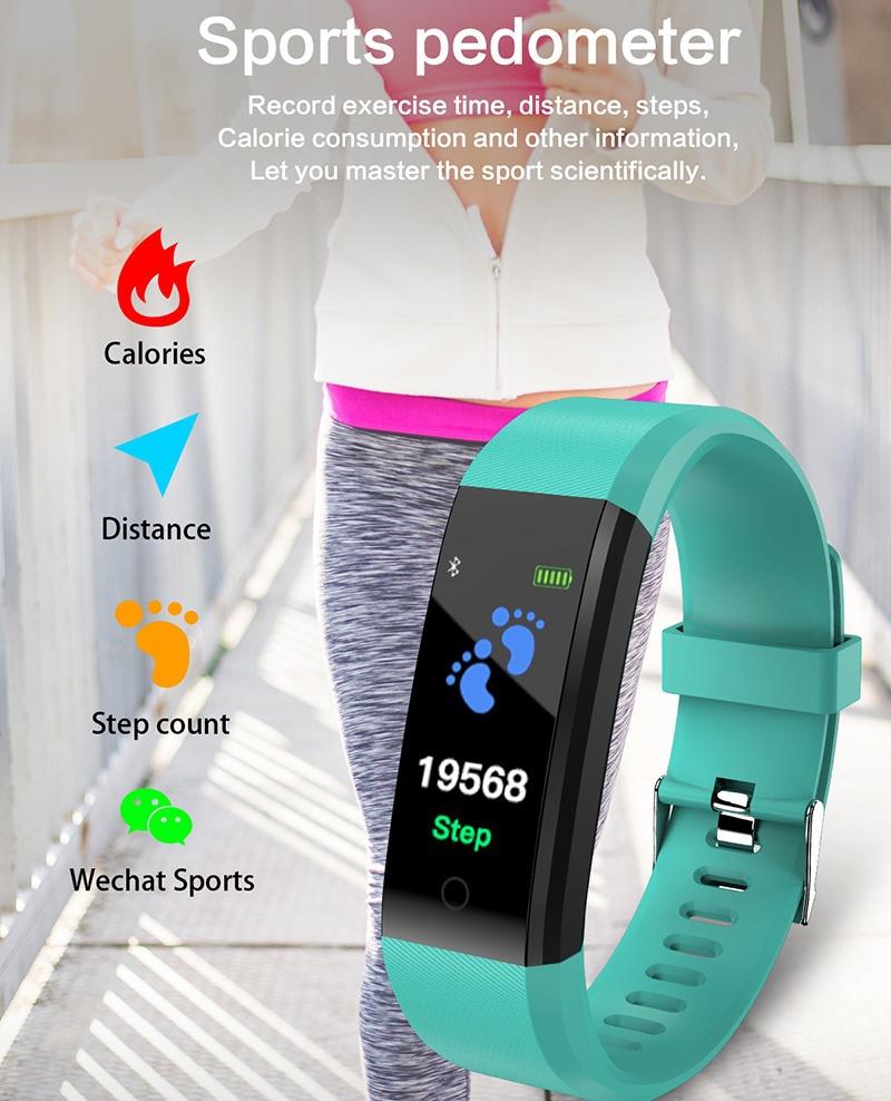 Smart Watch Fitness Tracker Heart Rate Monitor Blood Pressure Bracelet Pedometer