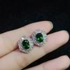 Huitan Modern Fashion Design Green CZ Stud Earrings Temperament Lady Accessories Wedding Party Copper Color Zircon for Women