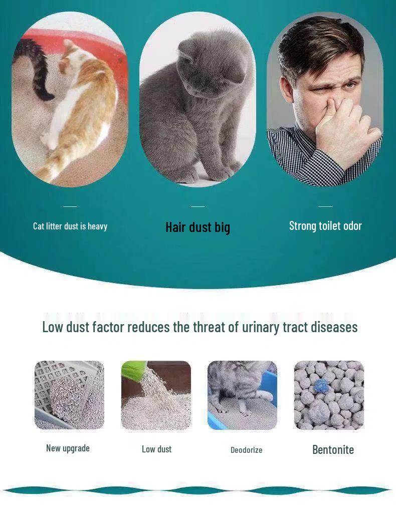 Bentonite Cat Litter 40 Jin - Deep Clean, Long-Lasting Fragrance, High Water Absorption, Pet Cat Supplies