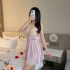 Sexy rückenfreier Spitzen-Nachthemd mit tiefem V-Ausschnitt, durchsichtiges Satin-Camisole, figurbetont, Damen, bequeme Loungewear 417, luxuriöse verführerische Nachtwäsche mit seidiger Textur