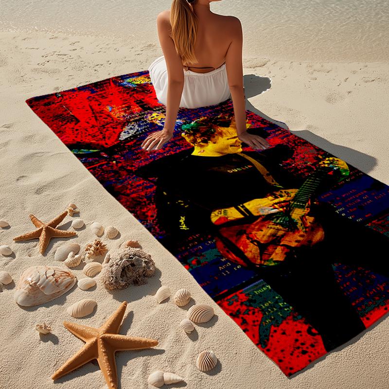 Ed Music Guitar Beach Towel, Super Soft Microfiber, Gift for Her/Him, Birthday, for Pool, Beach, Travel, Home Decor Fan Gifts