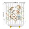 Whimsical Birds & Floral Shower Curtain - Orange Flowers, Green Leaves, Delicate Feathers, Polyester, Natural Bathroom Decor