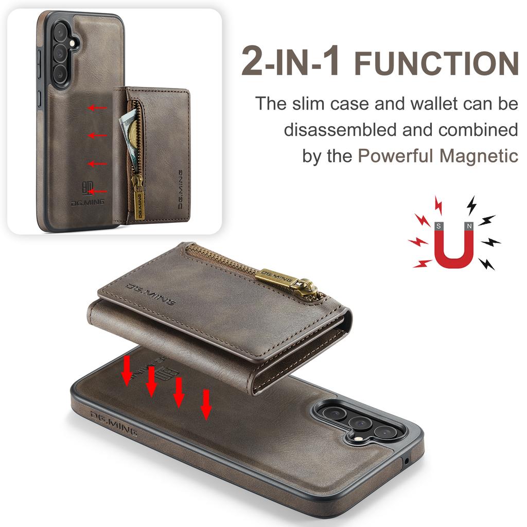 DG.MING M5 Series For Samsung Galaxy S26 Case Detachable Magnetic Leather Phone Cover with Card Slots