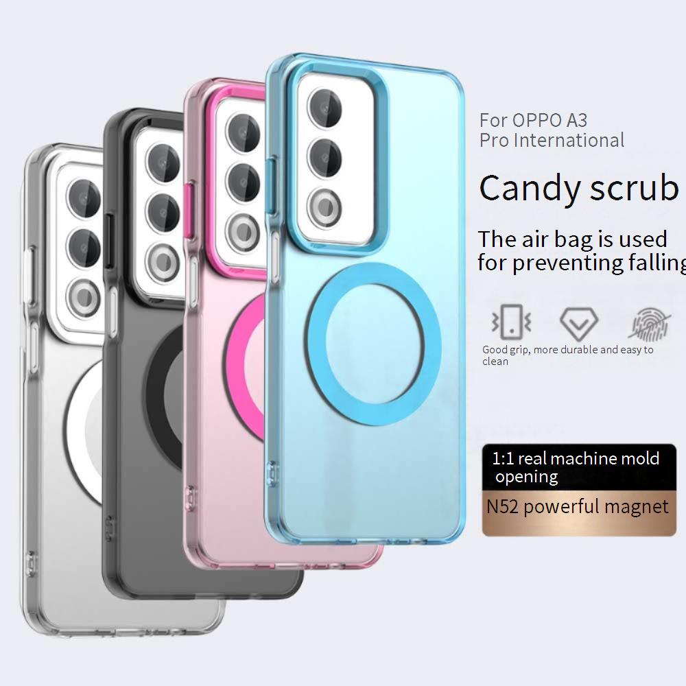 Magsafe Matte Phone Case For Oppo A3 Pro Protective Case Magnetic Wireless Charging For Oppo A80 5G Shockproof Back Cover