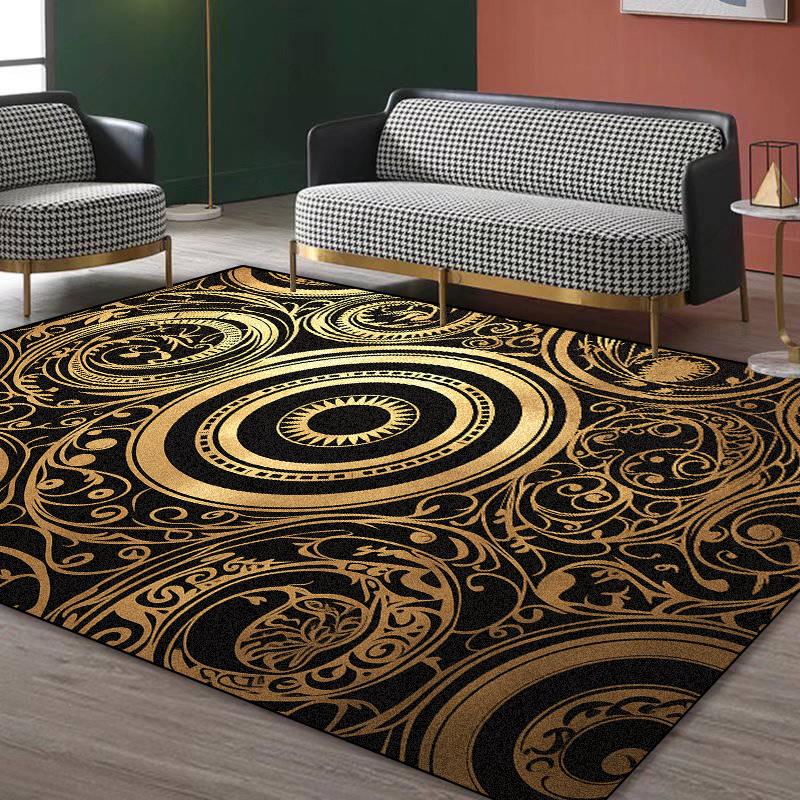 Nordic Style Large Rugs for Living Room Luxurious Black Gold Decoration Non-slip Fioor Mats Bedroom Cloakroom Soft Fluffy Carpet