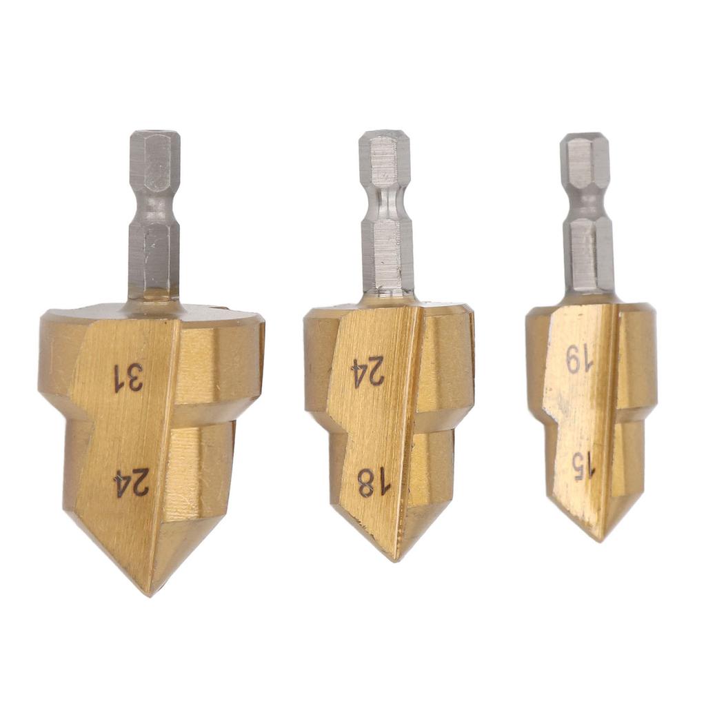 3PCS Set Pipe Reaming Drill Bit Set Hex Shank PPR High Speed Steel Pipe Reamer Bit
