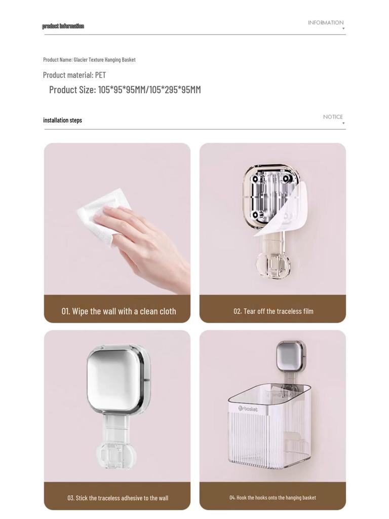 Stansfritt väggmonterat badrumsförvaringsställ: Kam, Rakhyvel, Tandborsthållare