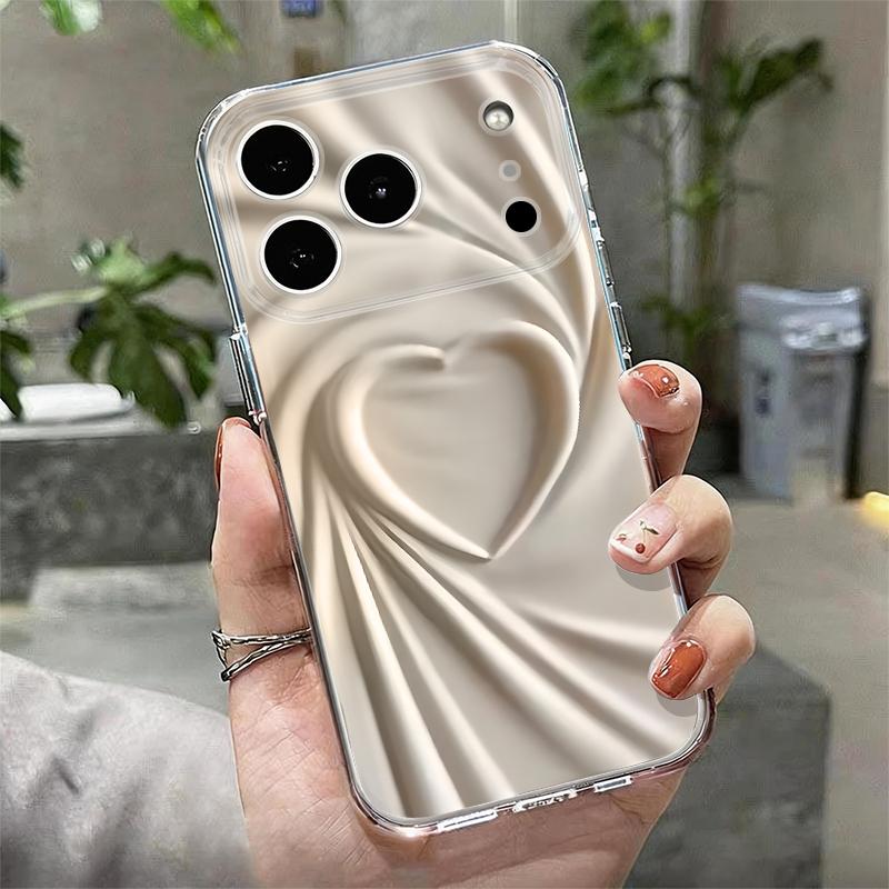 Silky Love Hearts Pattern Case For iPhone 17 Pro Max Coque iPhone 16 15 14 13 Pro Max 11 Clear TPU Silicone Soft Cover