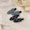 Women's Denim Colored Ribbon Side Hair Clip Hair Clip