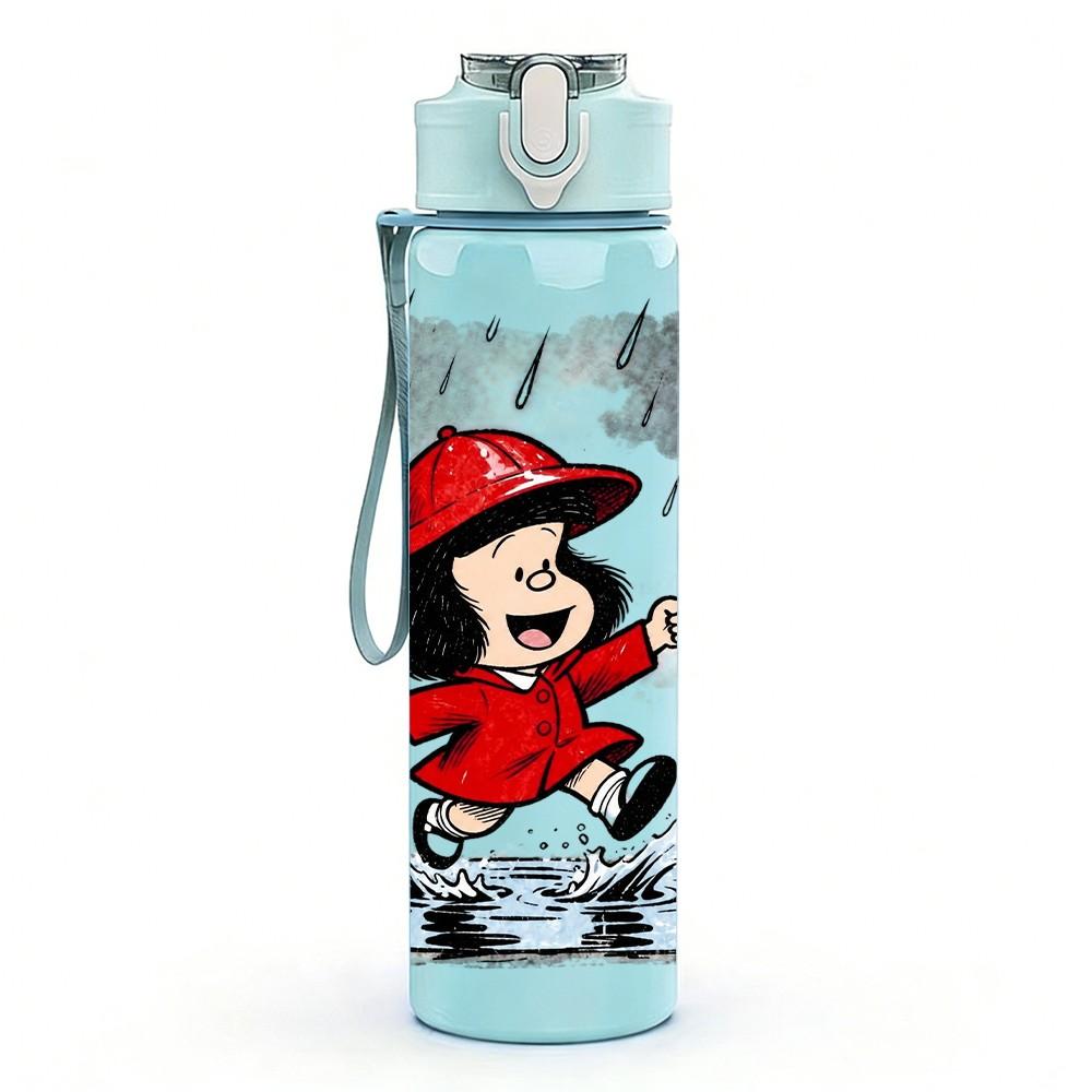 1PC Little Red Riding Hood Folk Cartoon 750ml Color Plastic Sports Water Bottle Leakproof Flip Straw Lid Suitable for Sports Office Home Use