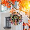 Multicolor Metal Wind Spinner Ornament with Swivel Hook - 25.4 cm Double Sided Circular Garden Decor featuring a Portrait Design, Ideal for Yard