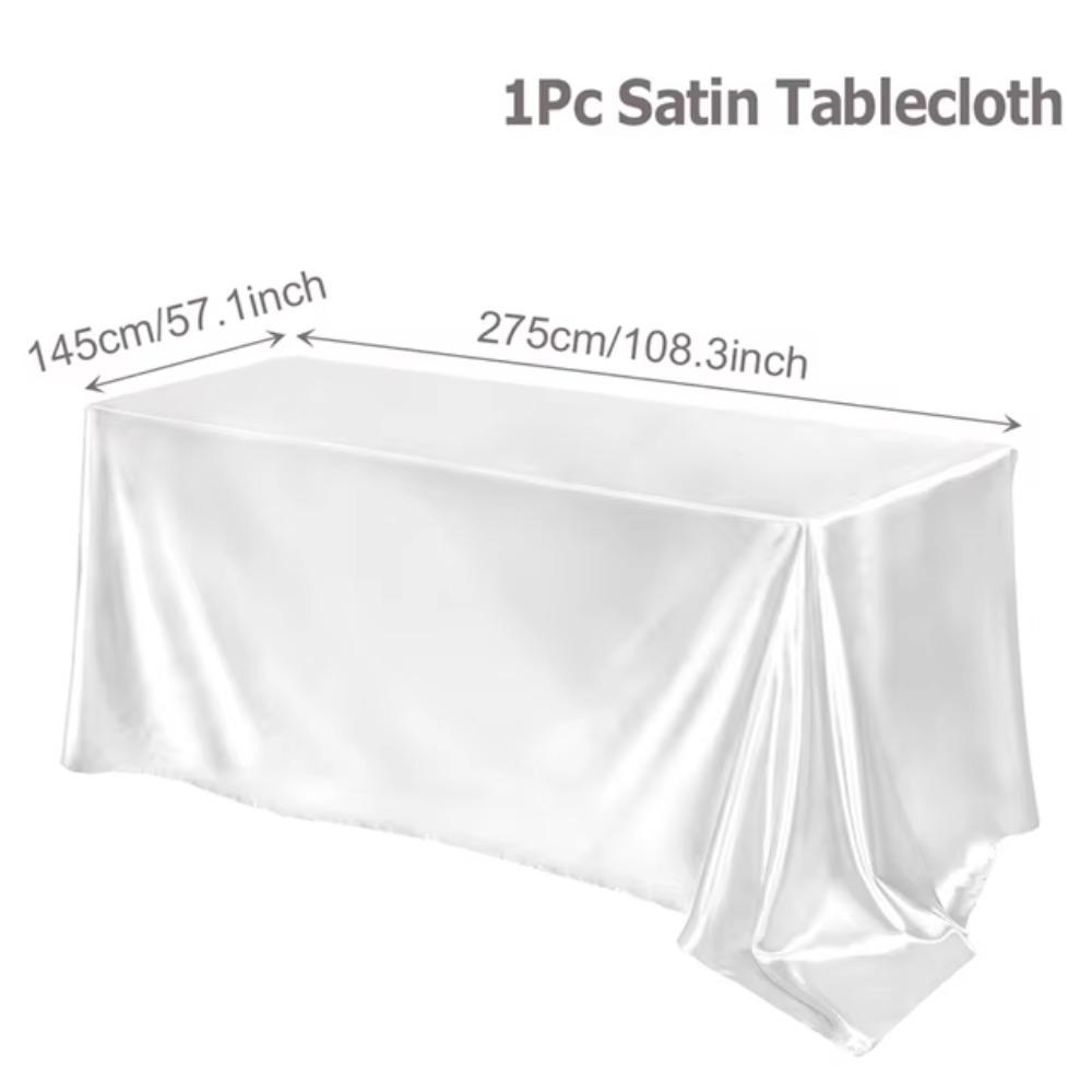 Wedding Party Supplies Satin Table Cloth White Pink Solid Color Table Cover Rectangle Tablecloth