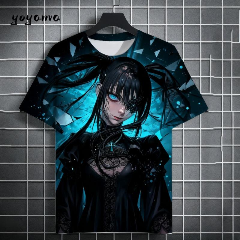 Men T-Shirt Japanese Manga Girl Style Print T-Shirt Fashion Breathable 3D Print