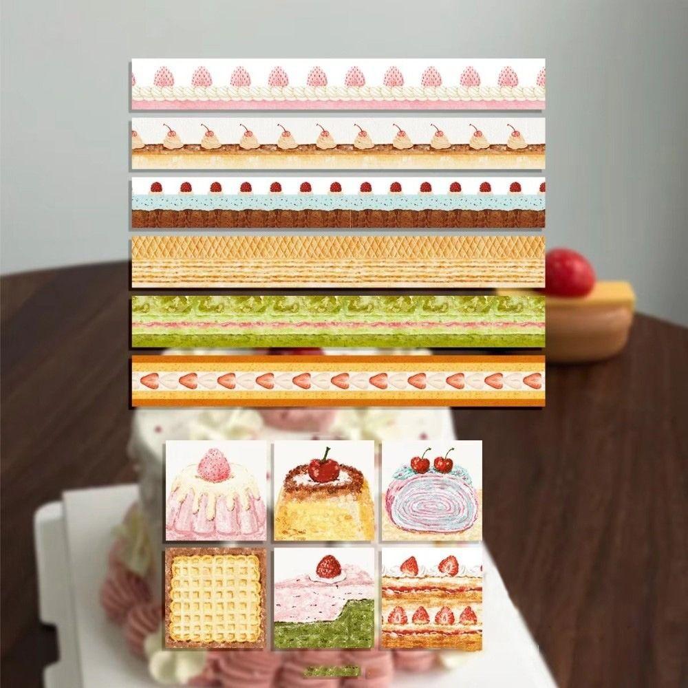 Multi-Pattern Fruit Cake Washi Tape Adhesive Fruit Pattern Journal Notes Cake Theme Crafts Making Album Journal Planner Tape