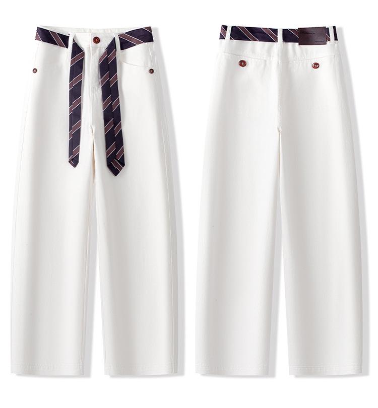 2025 A/W Women's Ribbon High-End Drapey Straight-Leg Jeans