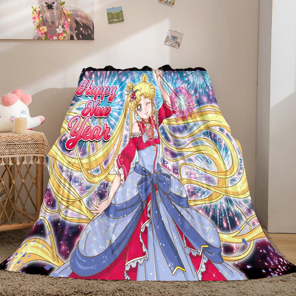 Japanese anime cute cartoon theme Sailor Moon Tsukino Usagi blanket suitable for home beds, sofa covers, office nap, outdoor warm blankets O6