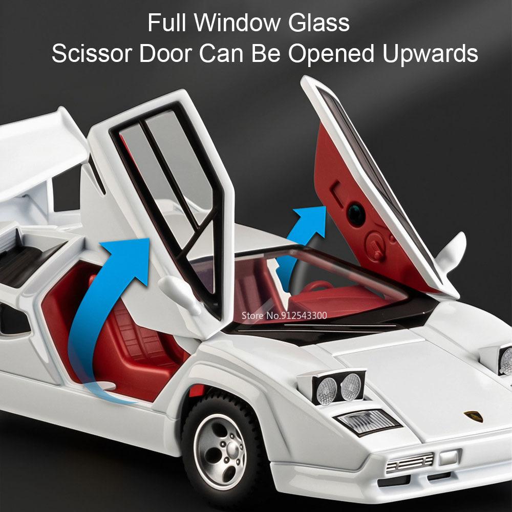 1:32 Scale Countach LP500S V12 Sports Car Model Toy Doors Opened Alloy Diecast Simulation Sound Light Models Gifts for Children