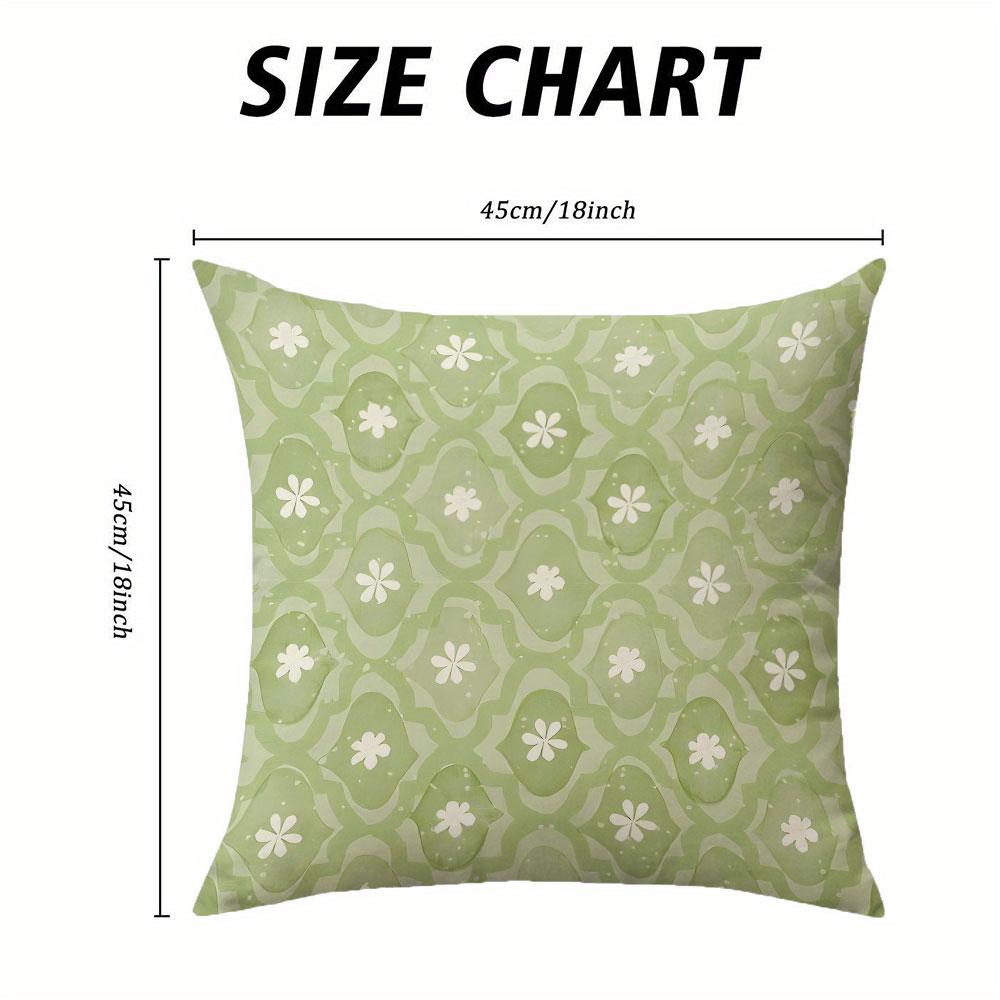 Green Floral Square Jacquard Pillow Cover for Sofa Office Waist Cushion Cover Home Decorative Pillowcase