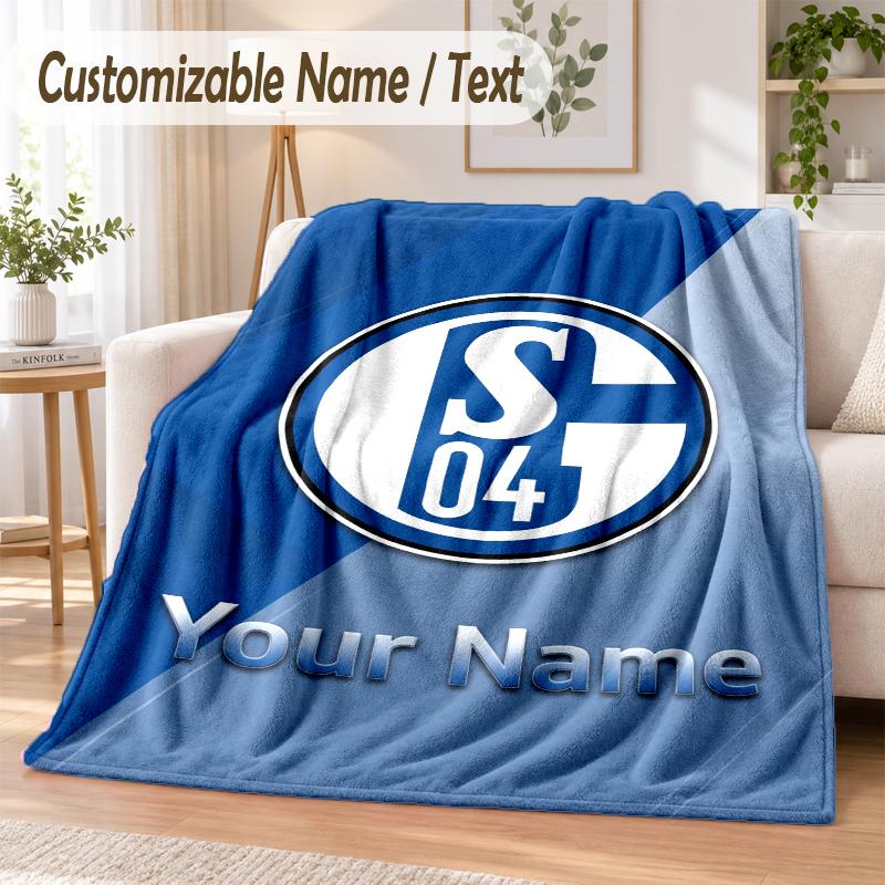 Custom Text Flannel Blanket Schalke 04 FC Print Warm Cozy Blanket Home Sofa Bedding
