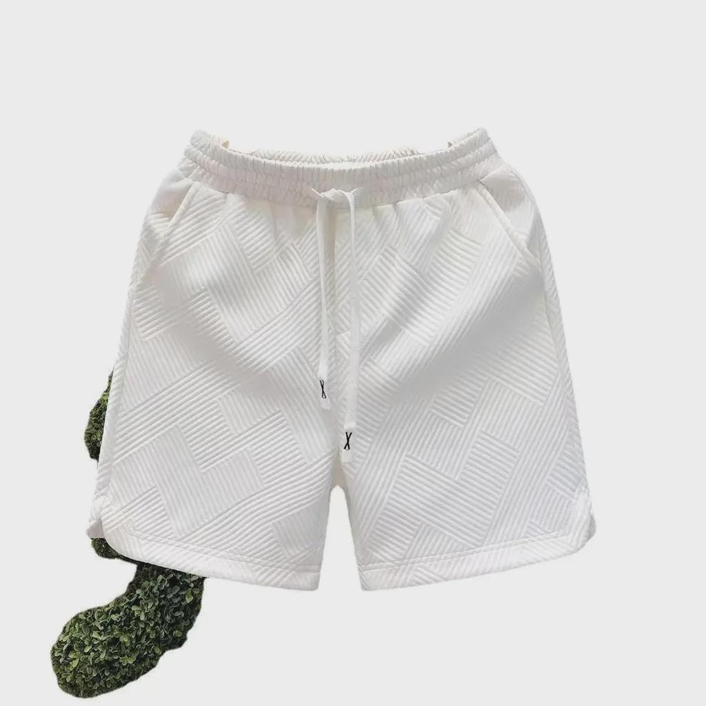 Trendy Diamond Pattern White Shorts for Men & Women – Stylish Summer Wear