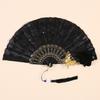 Ventaglio da Danza Gotico Decorato con Paillettes Ventaglio da Danza Flamenco Ricamato Ventaglio Portatile Spagnolo alla Moda