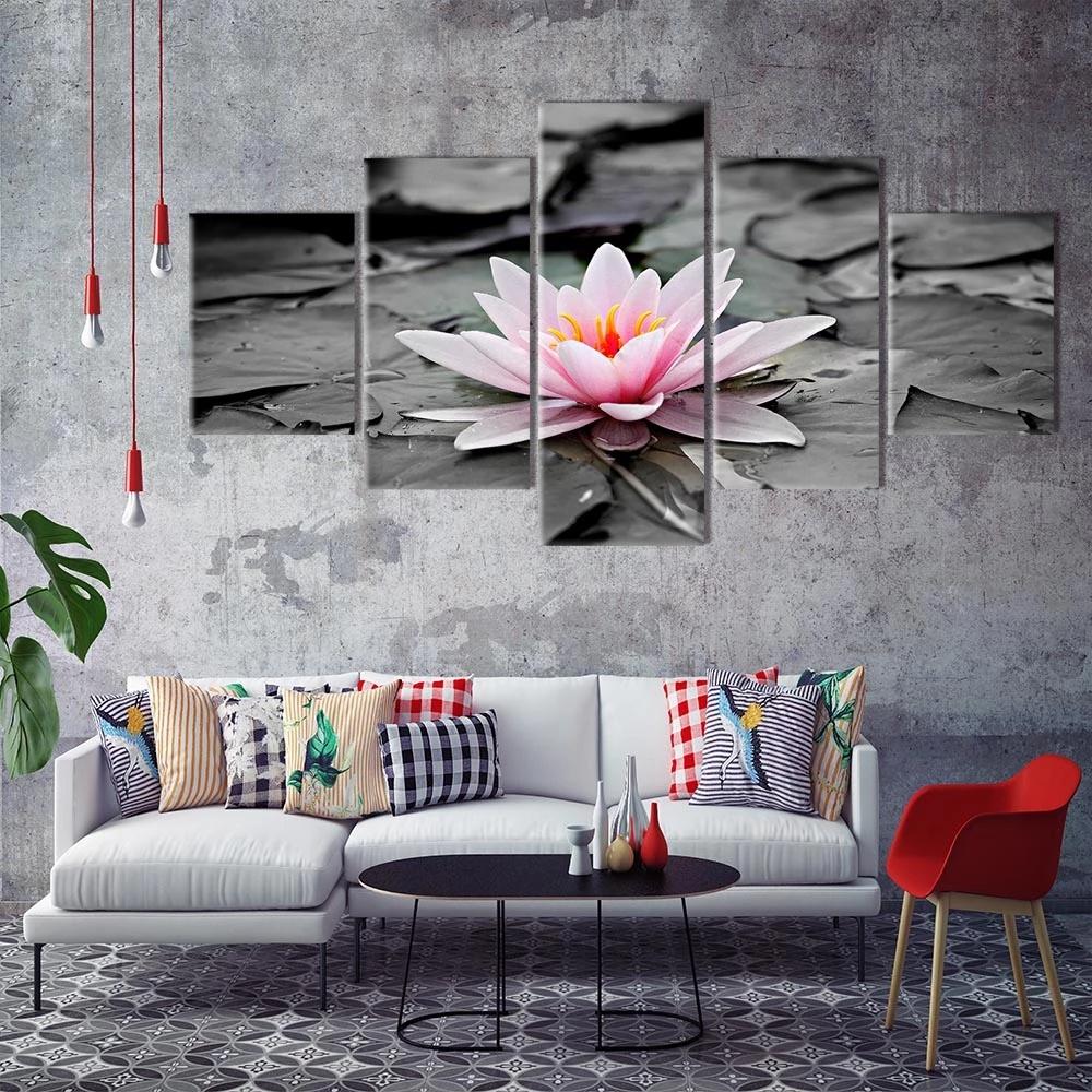 Modular Canvas Painting 5 Pieces Lotus Flower Picture HD Prints Wall Art for Living Room Home Decor Modern Style No Frame Poster