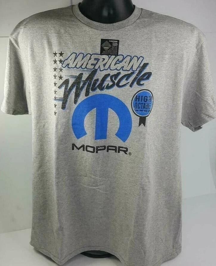 Серая футболка - Mopar High Octane American Muscle с синим логотипом / эмблемой M XL