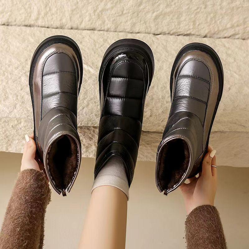 Autumn and winter new retro thick-soled heightening non-slip cotton shoes women's velvet thickened warm versatile snow boots