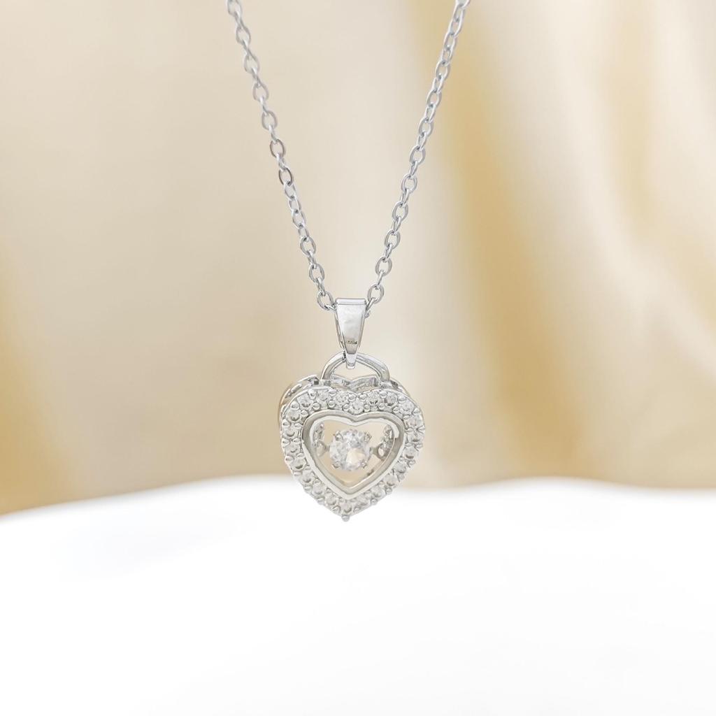 Trending Korean-Japanese Heart Zircon Pendant Necklace with Gold-Plated Titanium Steel Chain for Women - Fade-Resistant.