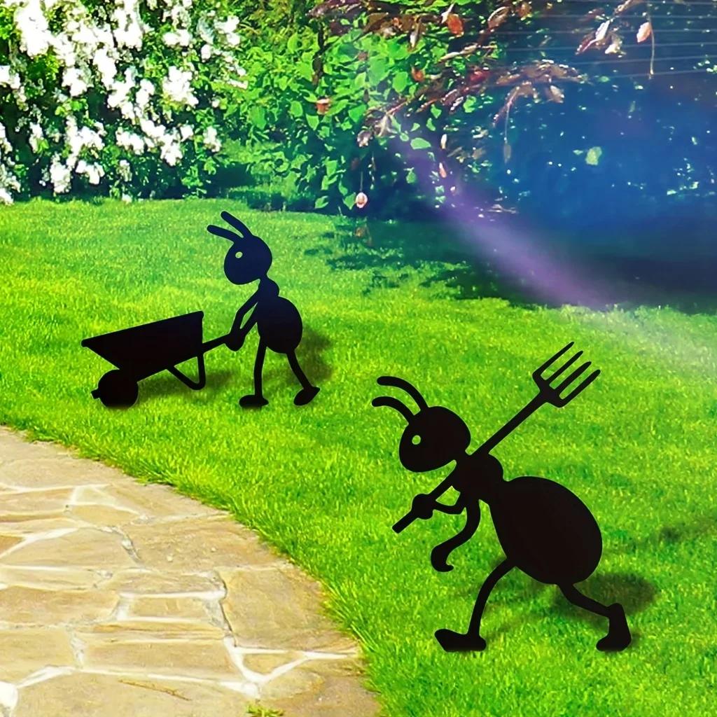 1pc, Garden Decor Ants Outdoor Metal Ants Gardening Ornaments Yard Metal Art Backyard Lawn Stakes Decor Ants Garden Iron Crafts
