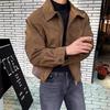 Giacche Corte Casual da Uomo Tinta Unita Autunno Primavera Retro Risvolto Tasca con Zip Cappotti Antivento Soprabito di Lusso Streetwear Giacca da Uomo con Piccolo Risvolto