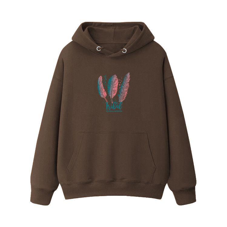 Women's Black Oversized Retro Hoodie - Fleece-Lined, Plus Size, Korean Style for Autumn/Winter