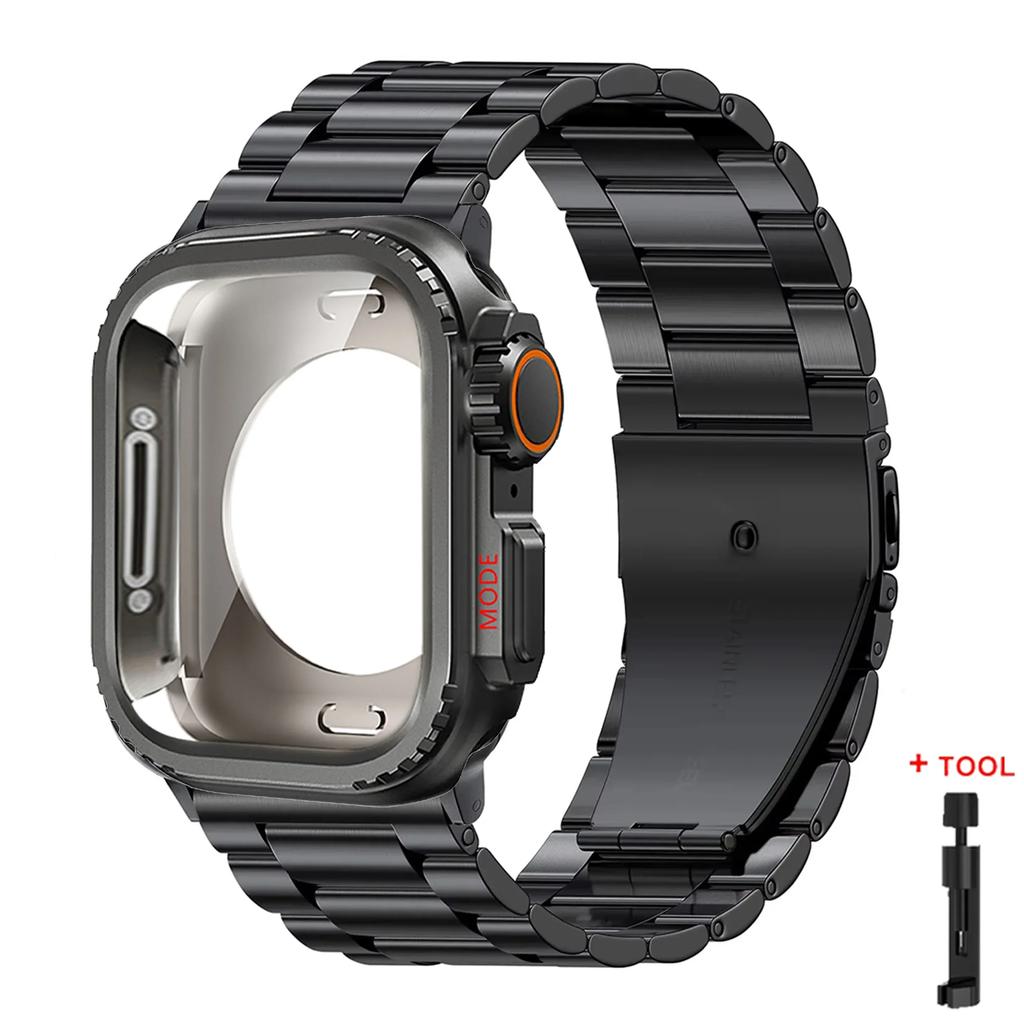 Custodia+Cinturino per Apple Watch Ultra 2 Cinturino 49mm 46mm 42mm 45mm 44mm Braccialetto in Acciaio Inossidabile IWatch Serie 10 9 8 7 SE Copertura Metallica