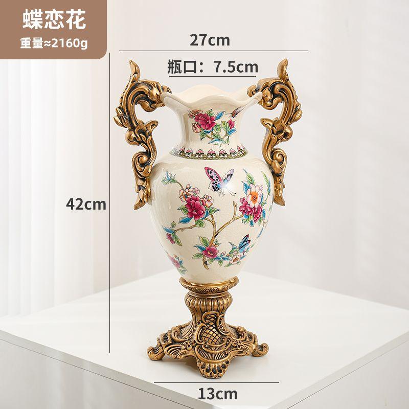 Retro New Chinese Ceramic Craft Vase Home Decoration Living Room Entrance Hall Store Home Art Flower Arrangement