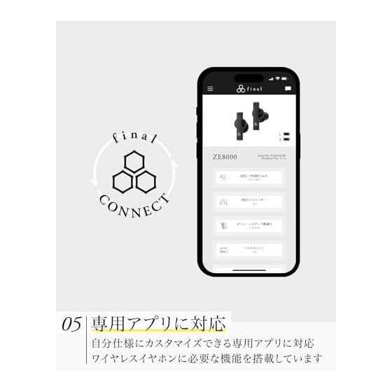 Flagship Class Completely Wireless Earphones Final ZE8000 BLACK IPX4/aptX Adaptive/Snapdragon Sound compatible/Music/Remote work/Sports