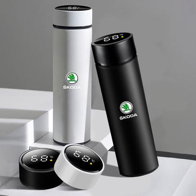 500ml Chytrý termo hrnek s filtrem na kávu, termoska na nápoje, ukazatel teploty pro Škoda Yeti Fabia Kodiaq Kamiq Superb Octavia Enyaq Rapid Karoq Derivati
