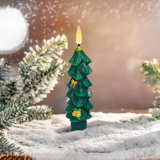 6 Pcs LED Flameless Tree Taper Candles with Remote 5.12" Real Wax Flickering Candles with 3D Flame Wick Battery